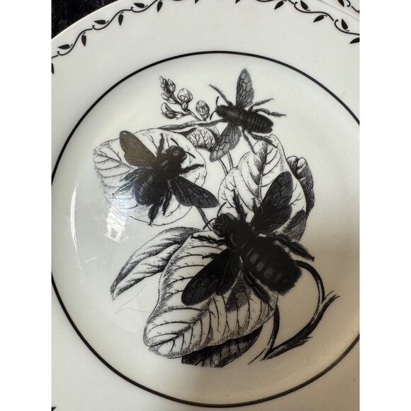 Mary Carol Home Collection Black White Birds & Bees Plates 7 1/2" Set of 2 - Picture 5 of 8